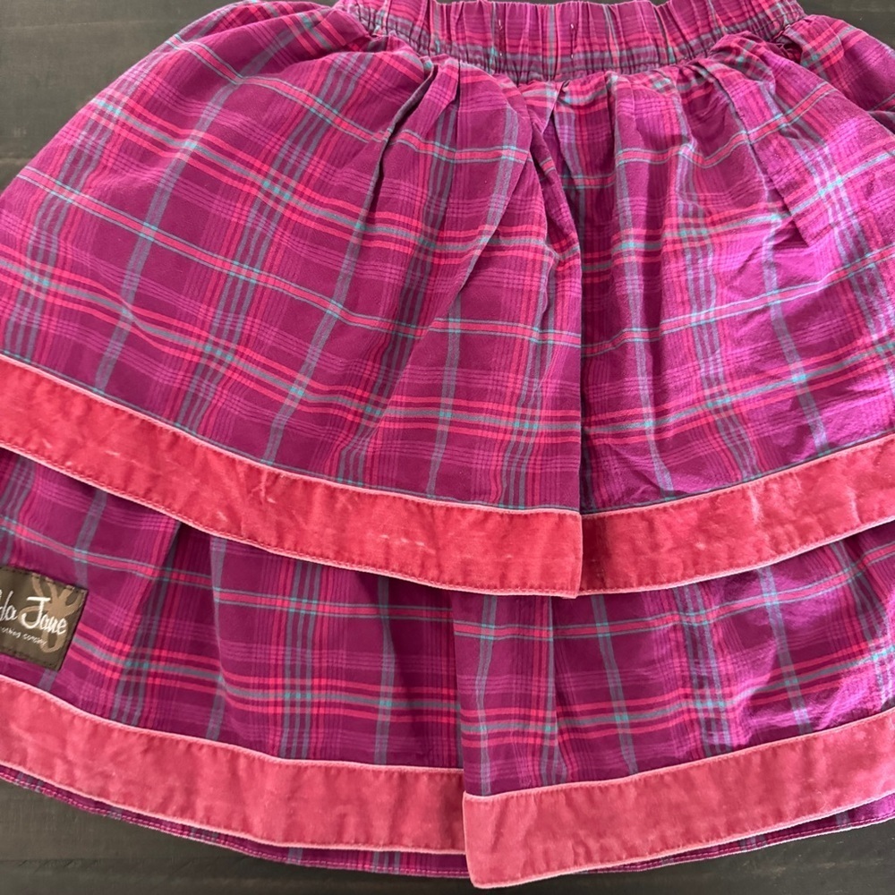 Matilda Jane Tinsley Plaid Flounce Skirt - Size 6 - Vibrant Magenta Cotton - Picture 6 of 6